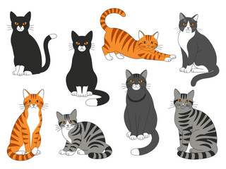 Fototapeta premium Set of cut cat vector illustation