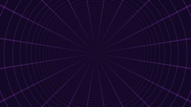 Abstract geometric pattern radiates through purple and black tunnel