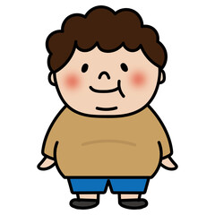 Fototapeta premium ぽっちゃりした天パの子供（男の子）全身