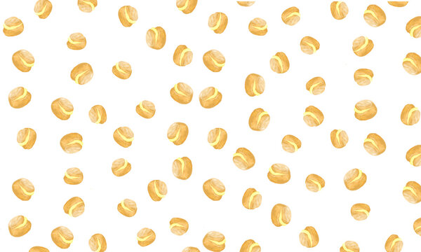 ゆめかわ♪シュークリームだらけのパターン透過素材★背景壁紙