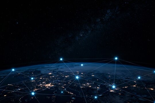 Earth view with global network connections