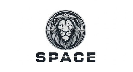 Lion Head Emblem with Word Space Below.