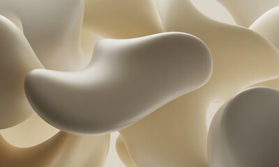 Abstract, organic forms with smooth surfaces and a neutral color palette
