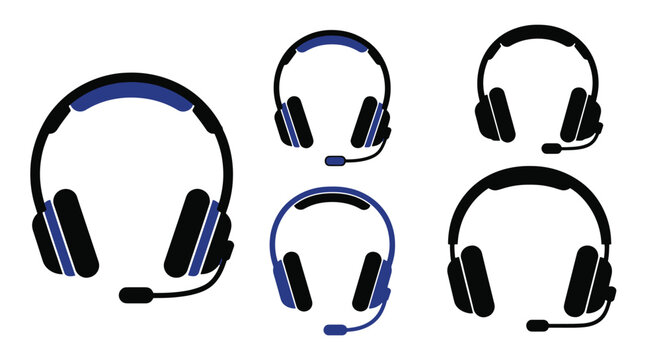 Headset Line art clean color vector