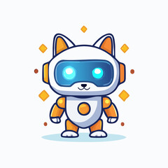 Obraz premium Cute Robot Cat Character Illustration.