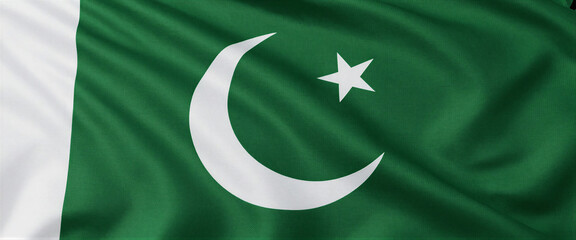 Flag of Pakistan waving gracefully in the wind for national identity and patriotism concept, representing sovereignty and culture