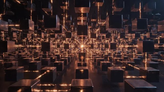 Abstract 3D cube grid tunnel.
