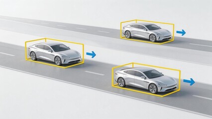 Three Silver Cars on Road