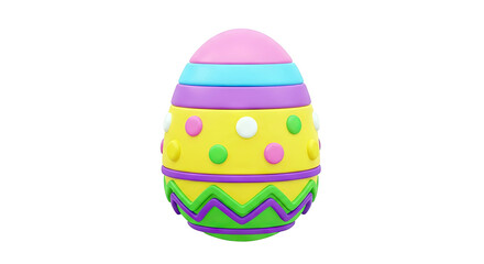Colorful 3D Easter Egg with Polka Dots and Zigzag Pattern