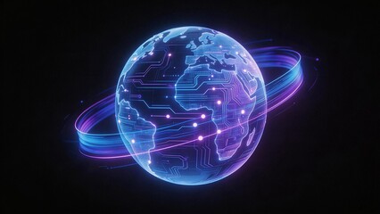 Obraz premium Digital globe with circuit patterns