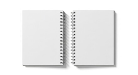 Blank white spiral notebook with black binding on clean background minimalist office school stationery mockup template