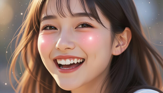 Radiant Smile: A portrait of a person with a genuine smile, radiating warmth and happiness, capturing a moment of pure joy and positivity.