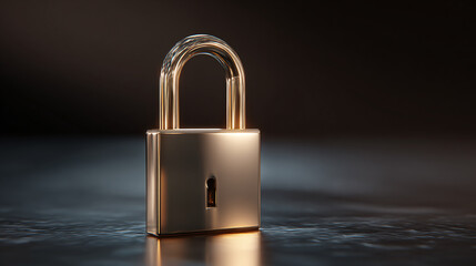 Naklejka premium A close-up shot of a golden padlock with a shiny surface and a keyhole in the middle, symbolizing security