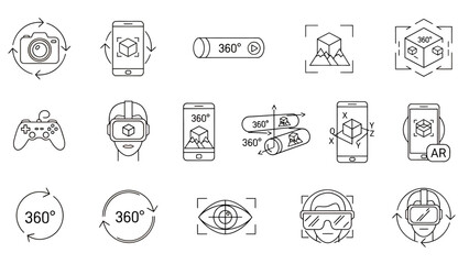 Fototapeta premium Collection of abstract interface icons and 3D symbols for graphic resources and design concepts.