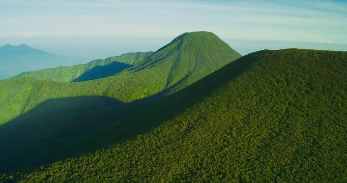 Aerial View of Forested Volcanic Mountain in West Java