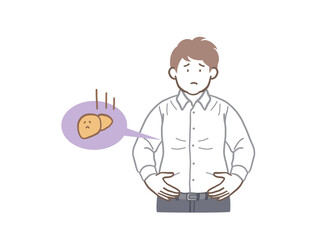 脂肪肝のぽっちゃりサラリーマンのイラスト素材