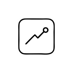 A simple black line icon of a rising graph in a rounded square on a white background.