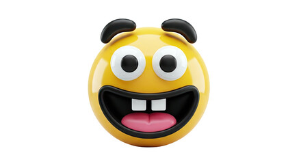 Funny Yellow Emoji with Googly Eyes and Wide Open Mouth