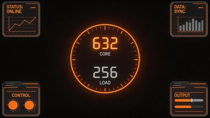 Digital interface displaying core and load metrics