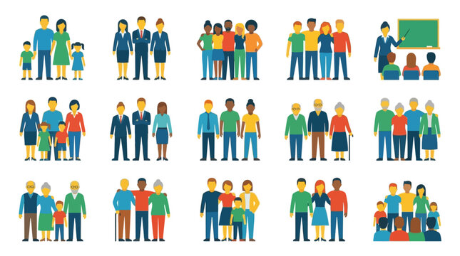 People Group Icons d flat vector isolated white background