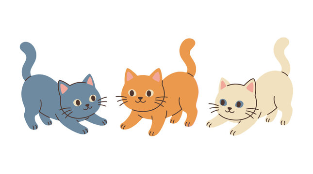 Kittens d flat vector isolated white background