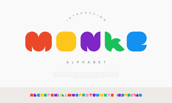 Monke alphabet cute chubby bubble font for cartoon children book and friendly playful branding