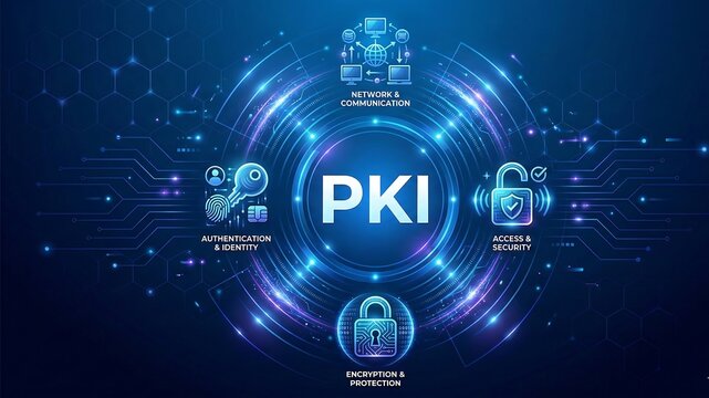 PKI Public Key Infrastructure concept, comprehensive system of technologies, policies, and standards that provides a framework for secure communication and data exchange over the internet and other ai