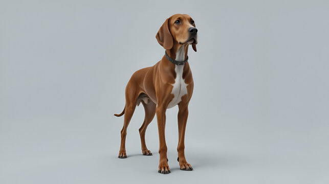 Redbone coonhound dog breed standing against white background, AI Generated