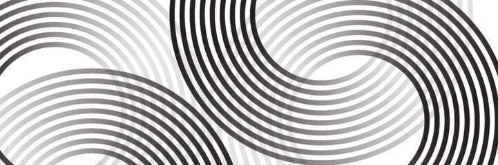 Abstract gold circle lines on dark background. Geometric stripe line art design. Vector illustration, eps10.