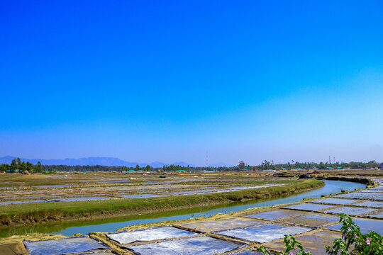Evaporation Salt Pans Landscape in Teknaf Bangladesh
