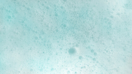 石鹸や洗剤などの一面が細かな泡と大小様々な泡の画像素材　背景・テクスチャー　16:9・8K UHDサイズ（7680 x 4320）水色・ライトブルー・シアン・青緑・ブルーグリーン・ミント・パステル