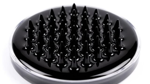 Mesmerizing Ferrofluid Reacting to Magnetic Fields in a Petri Dish.