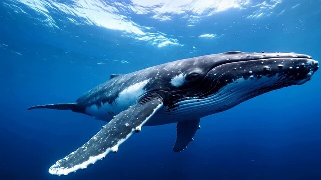 Humpback whale swimming underwater