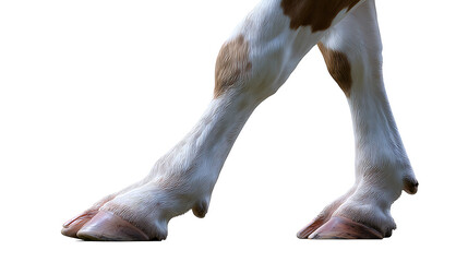 Fototapeta premium Horse's legs showcasing its hooves and lower body, revealing unique patterns of brown and white 