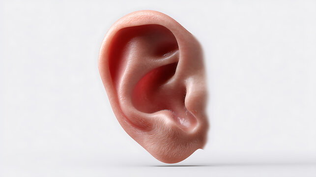 A detailed human ear, showcasing its intricate structure and form