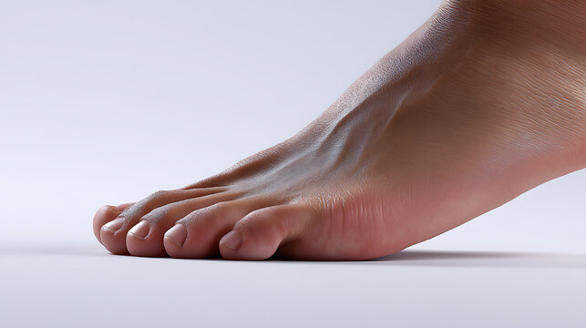 Detailed view of a human foot, showcasing anatomy and skin texture