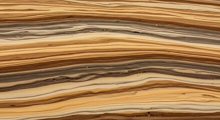 Fototapeta premium Horizontal sedimentary layers with earth toned wavy lines formations