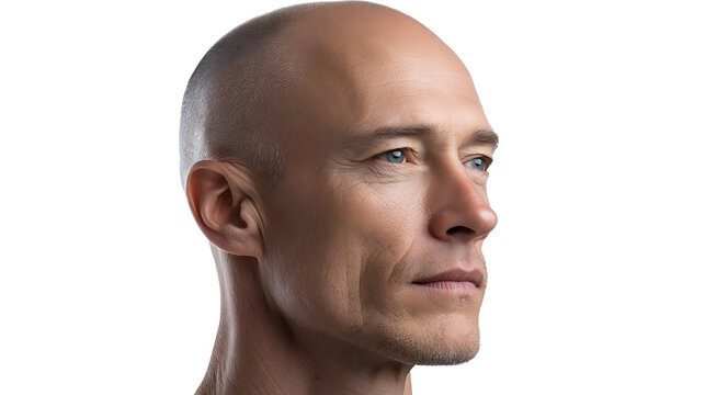 A man's profile with a close-up on his head