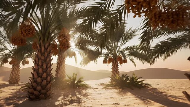 Date Palm Grow Farm Hot Sun Sand Scene