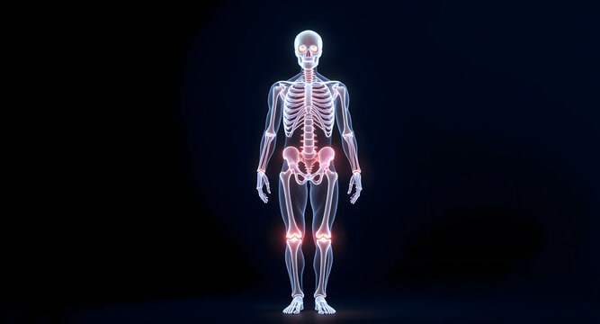 Full Body Human Skeletal System with Joint Inflammation Concept