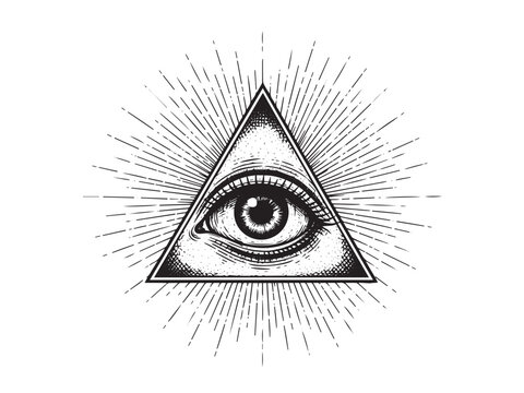 All seeing eye engraving illustration occult symbol art