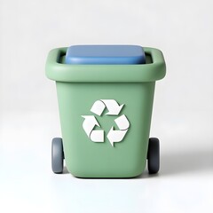 recycling bin icon 3d rendering isolated on white background cartoon plastic style icon