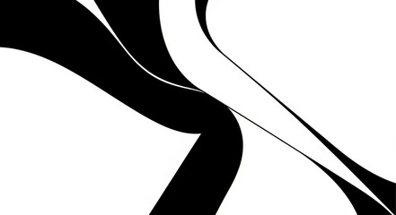 Fototapeta premium Abstract black and white flowing lines forming a dynamic pattern.