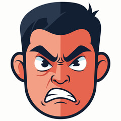 Illustration of a man's face showing contrasting emotions, split down the middle, displaying anger and calmness in a graphic representation