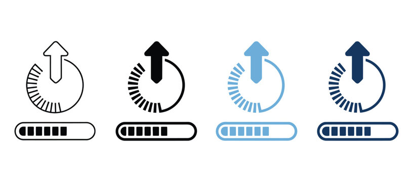 Upgrade icon set multiple style collection, including line, solid, outline, and filled icons, perfect for software updates