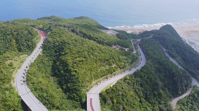 Windy roads that zig zag on a tiny tropical island