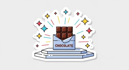 Bright Chocolate Bar Cardigan Chocolate Box with Sparkles and Platform