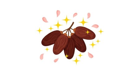 Shiny Dates Cluster with Sparkles and Pink Petals