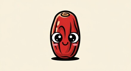 Cute Red Raisin Cartoon Character Centered