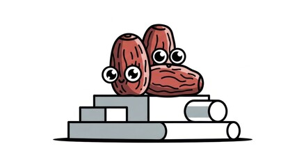 Cartoon Jalape&Atilde;&plusmn;o Beans on Stacked Books